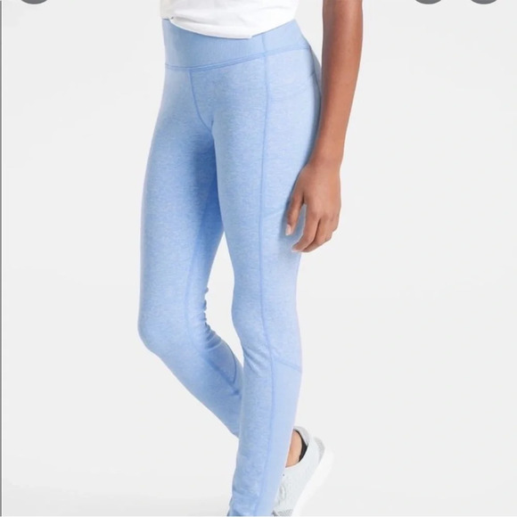 Athleta Girl Light Blue Heather Snowball Tight Active Leggings Size Large 12 - Picture 1 of 7